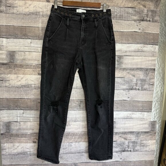 Vervet Distressed High Rise Jeans Black Style T5056 Size 28 - Picture 1 of 10